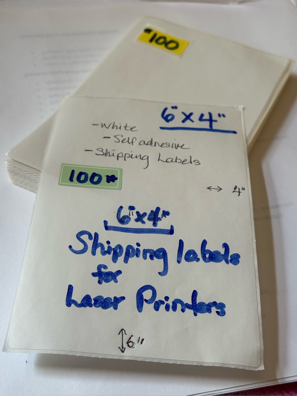 White Shipping Labels for Home Office - Pack of 100 Die-Cut 4x6 Labels, New - Picture 5 of 5